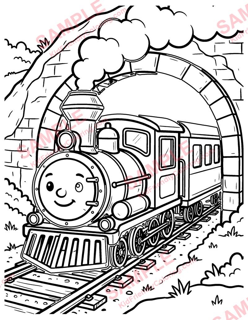 Train Tunnel coloring page preview