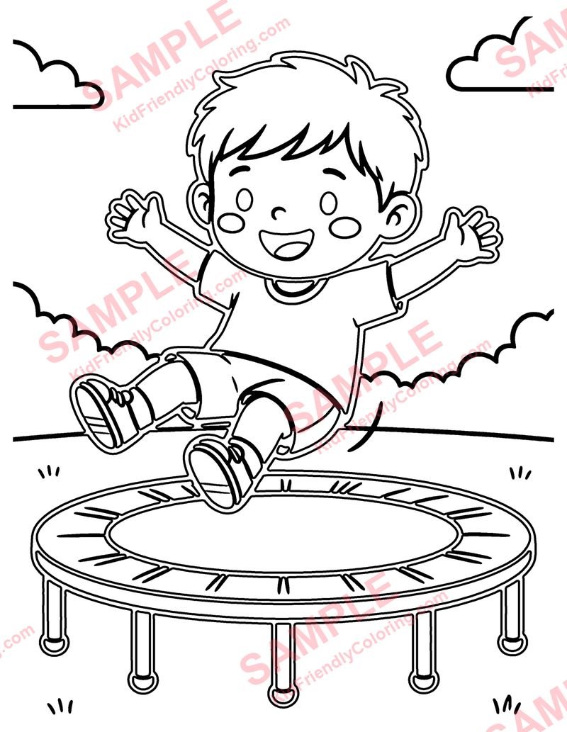 Trampoline coloring page preview