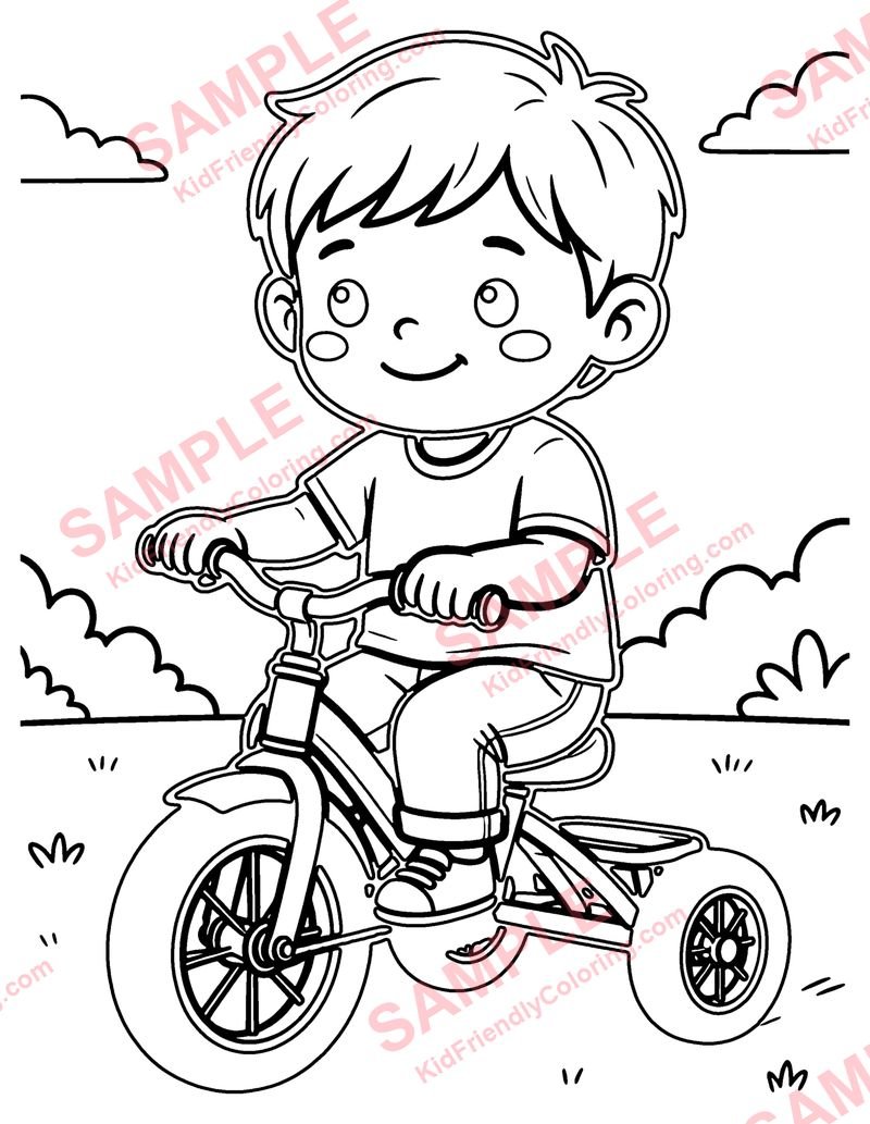 Tricycle Ride coloring page preview