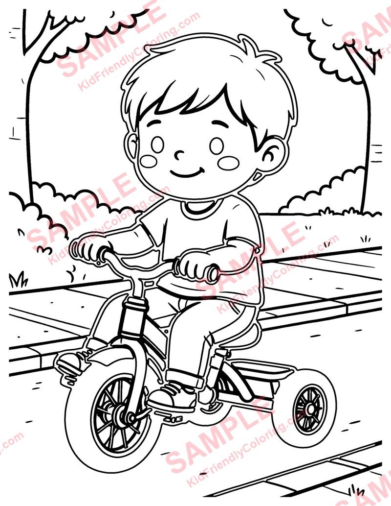 Tricycle coloring page preview