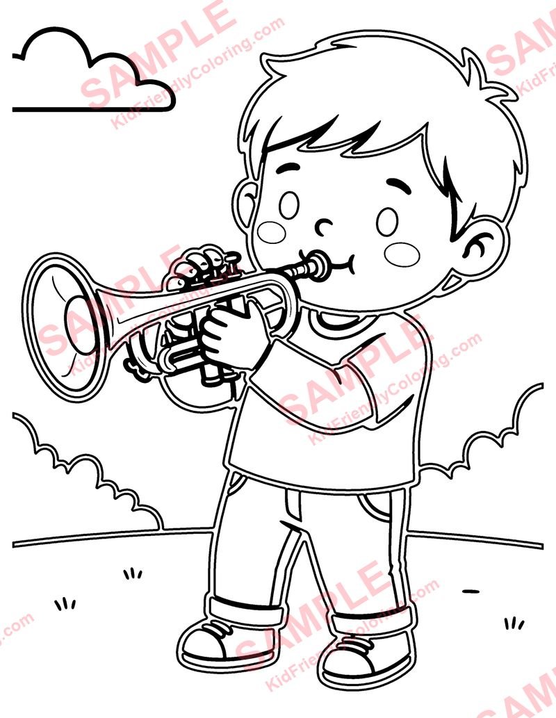 Trumpet coloring page preview
