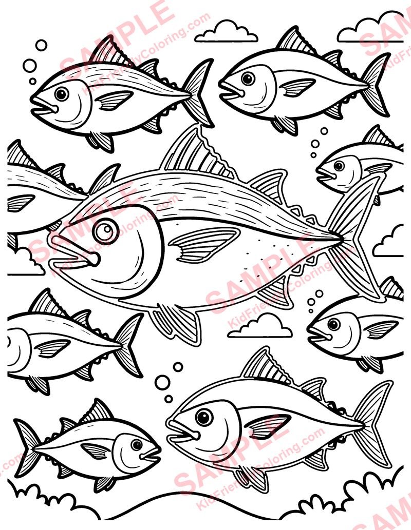 Tuna School coloring page preview