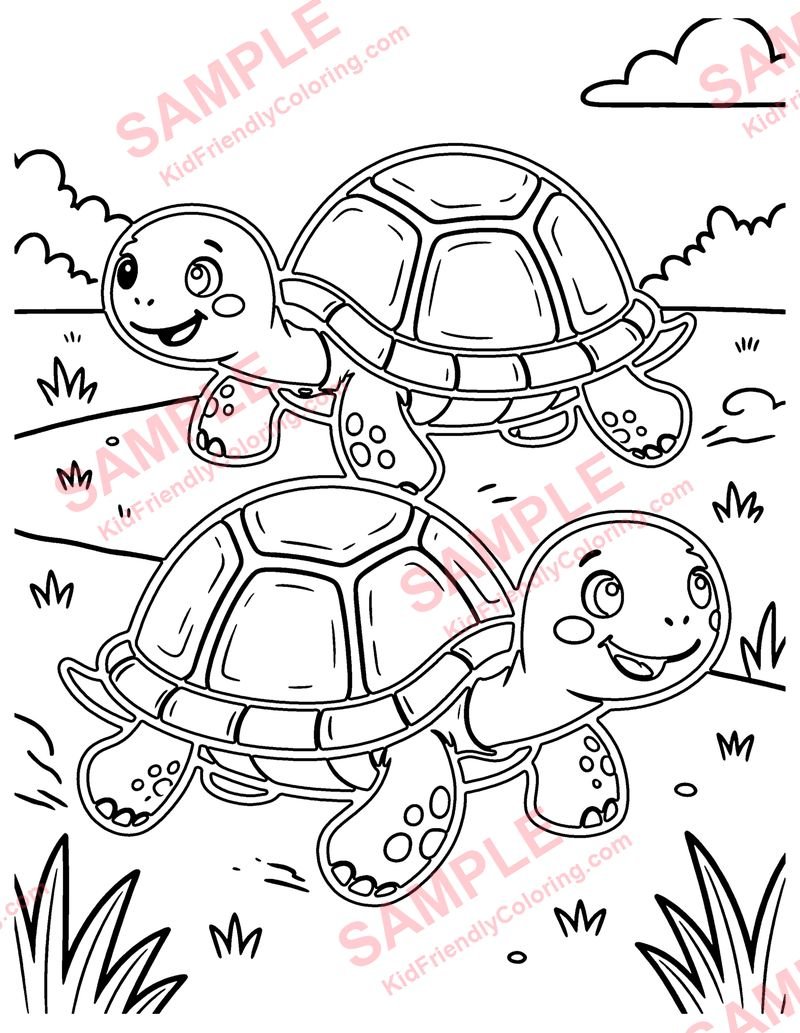 Turtle Race coloring page preview