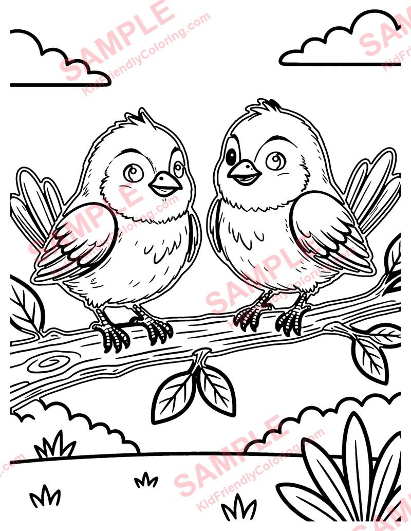 Two Birds coloring page preview