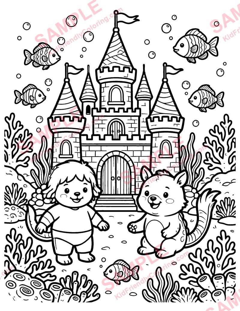 Underwater Castle coloring page preview