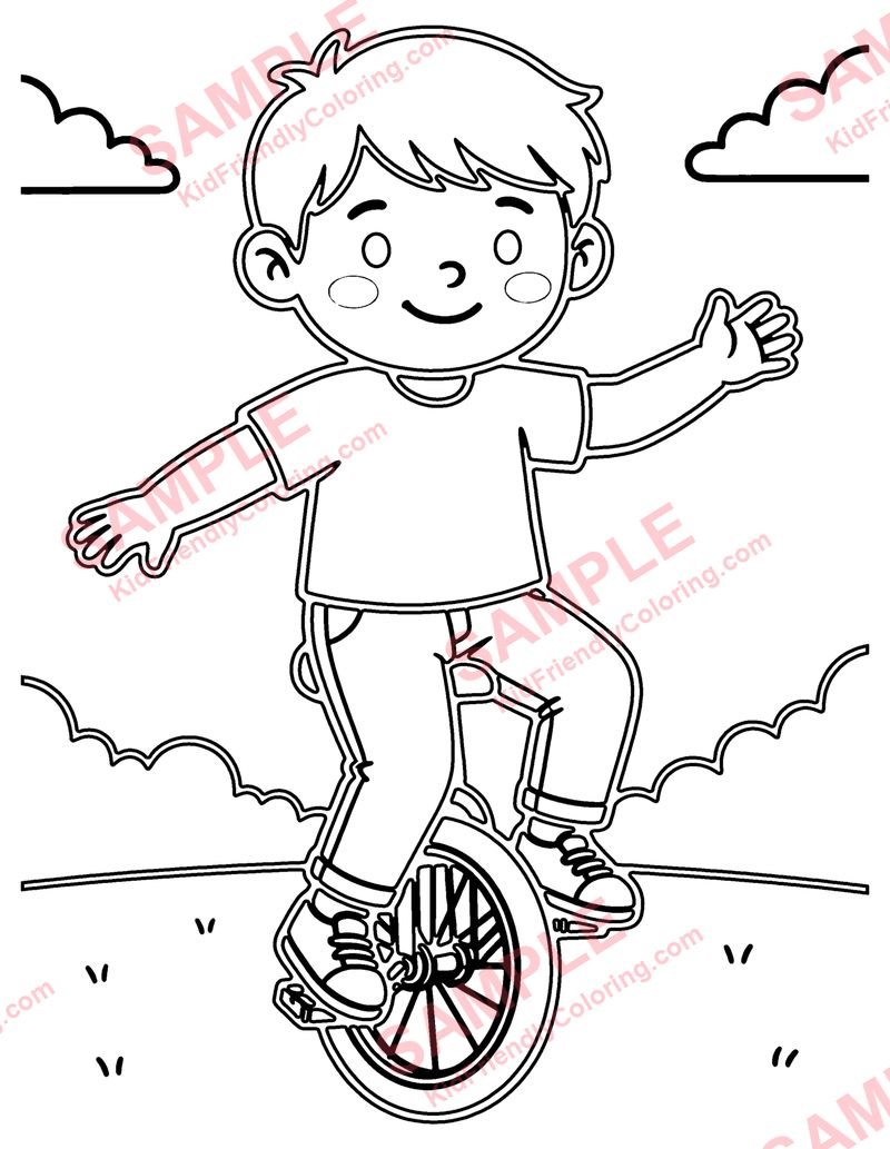 Unicycle coloring page preview