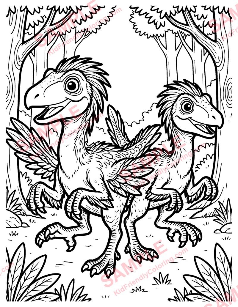 Velociraptor Pack coloring page preview