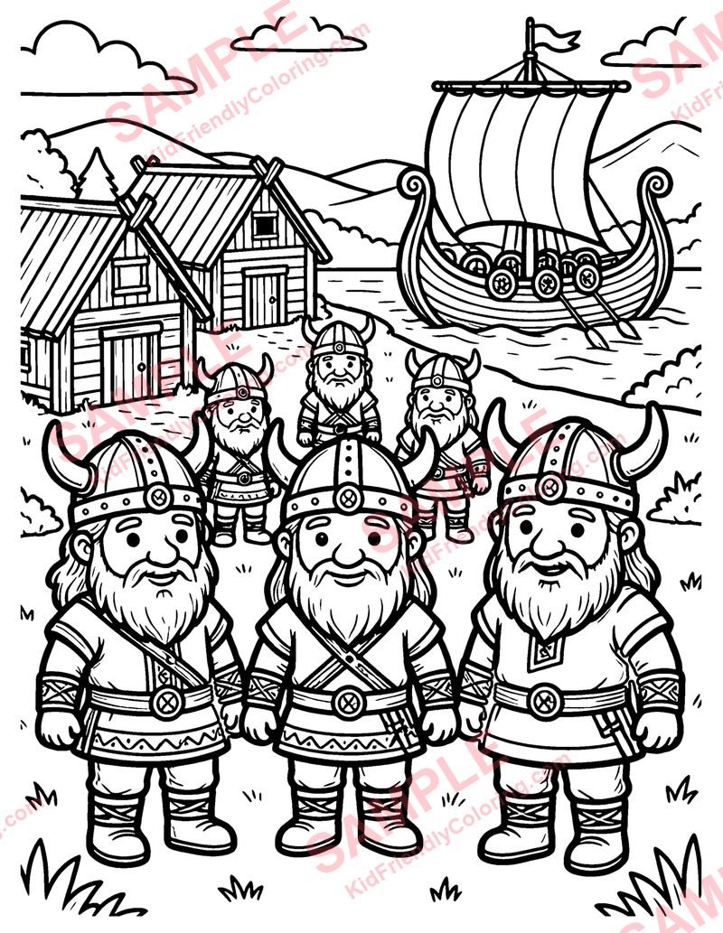 Viking Village coloring page preview