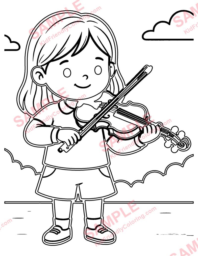 Violin coloring page preview