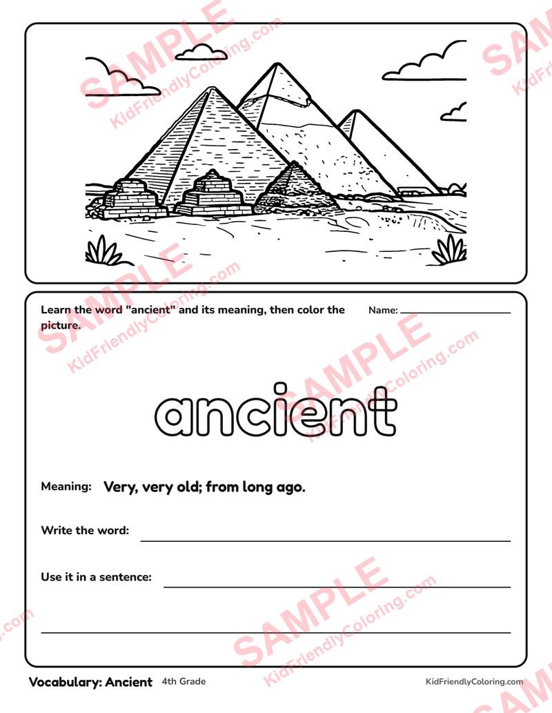 Vocabulary: Ancient coloring page preview
