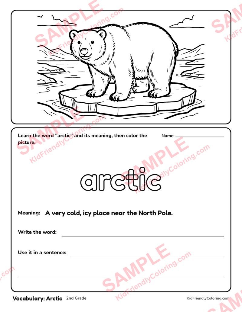 Vocabulary: Arctic coloring page preview