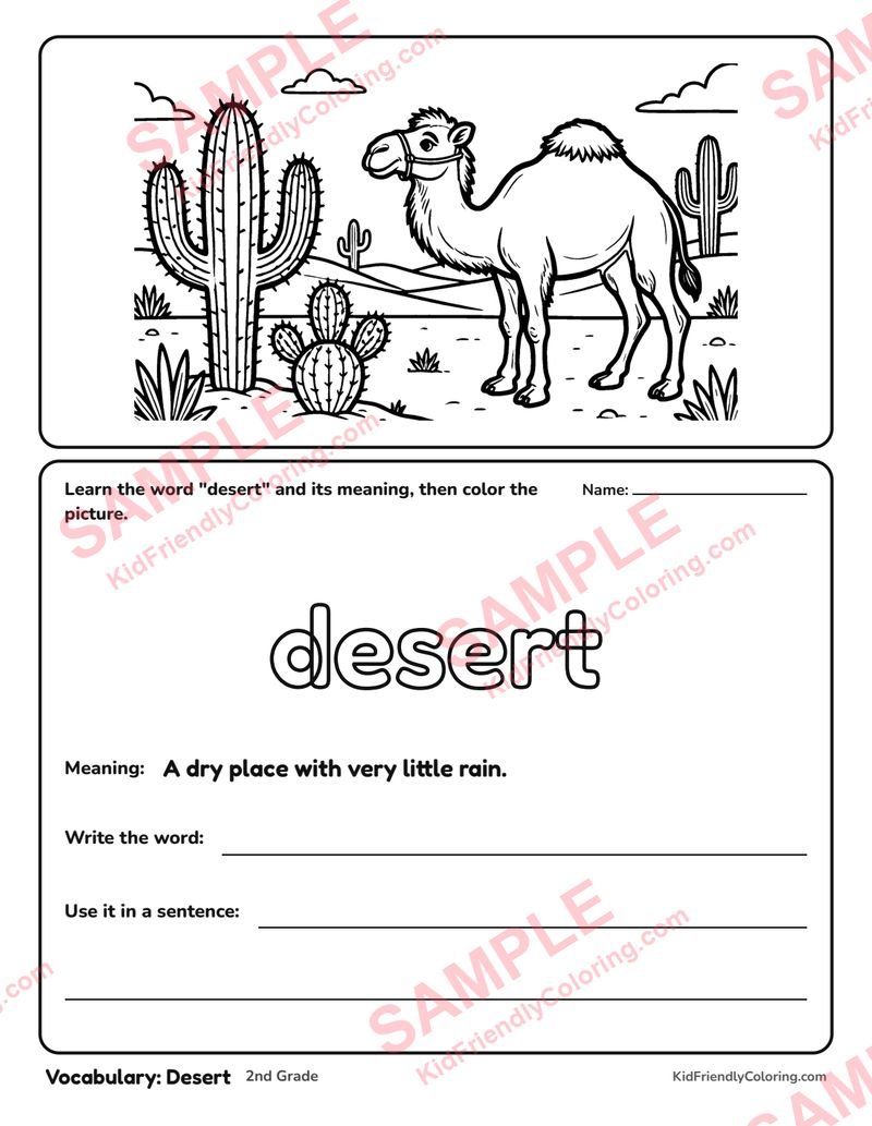 Vocabulary: Desert coloring page preview