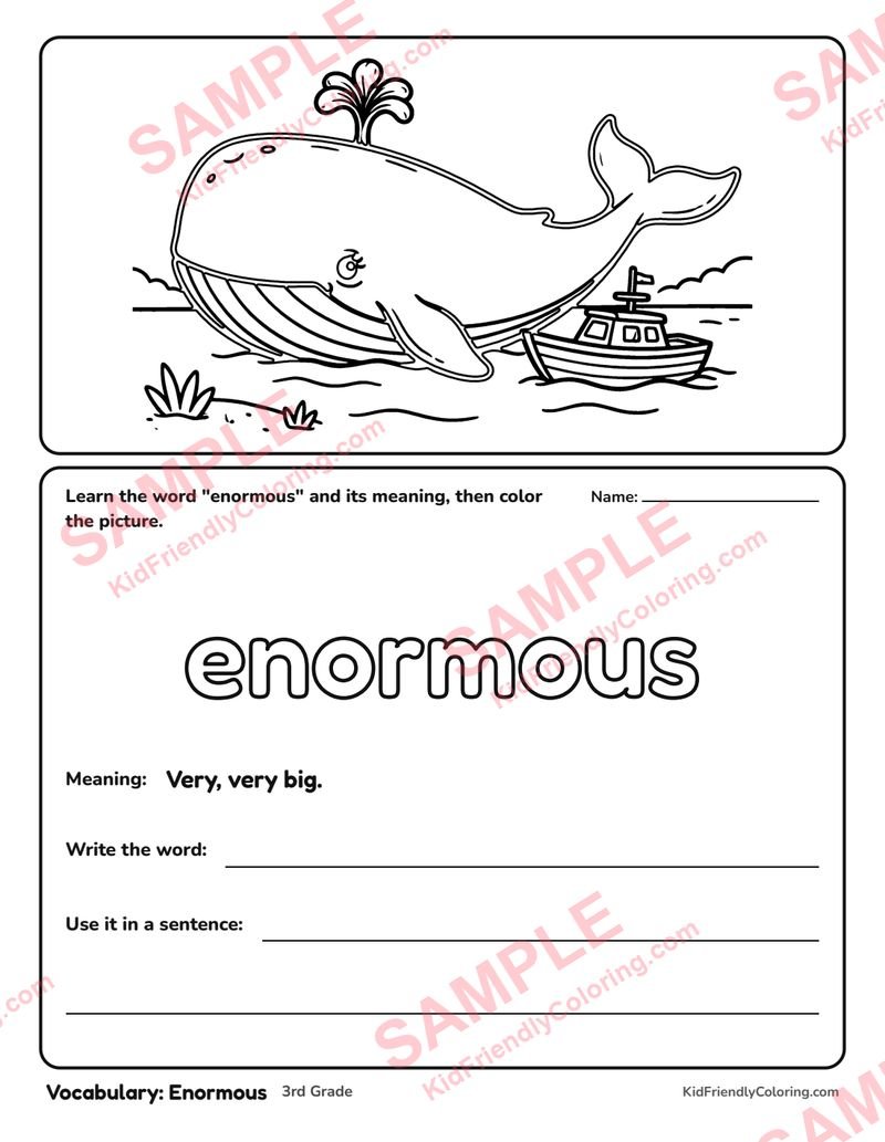 Vocabulary: Enormous coloring page preview