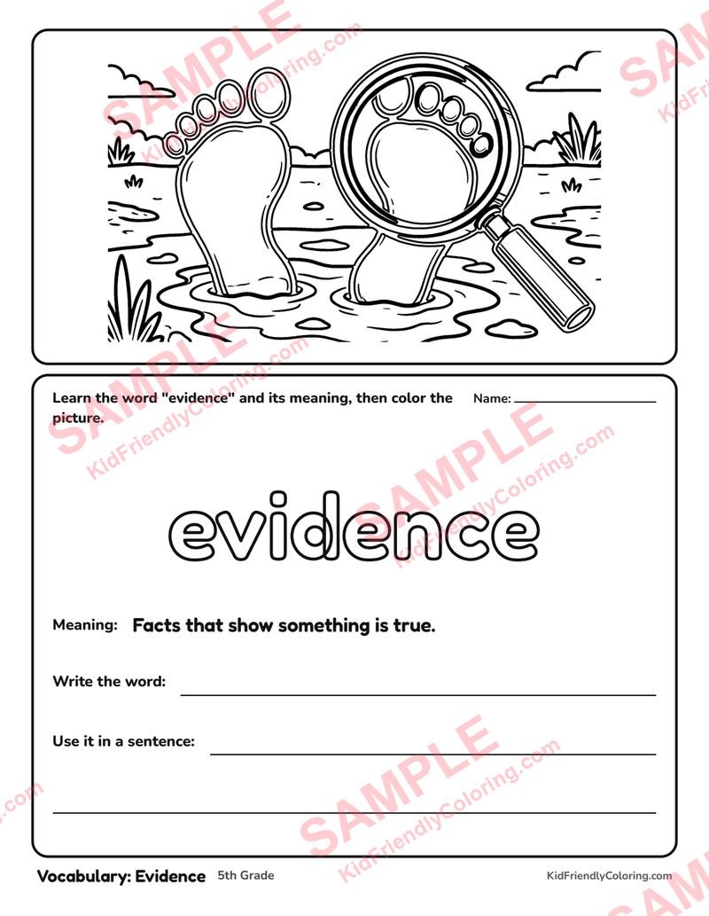 Vocabulary: Evidence coloring page preview