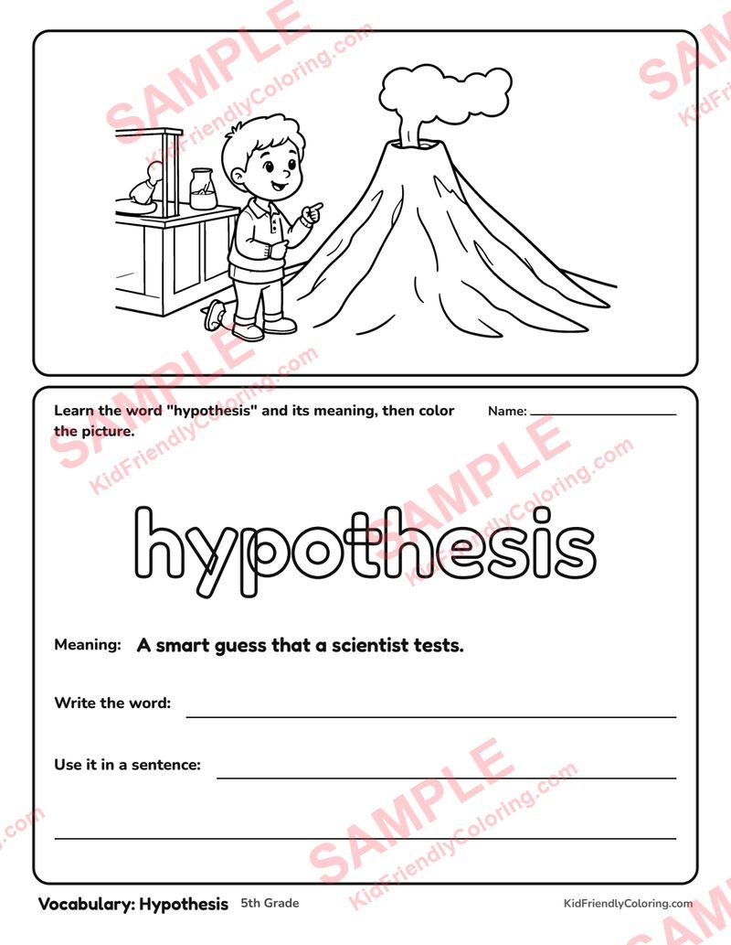 Vocabulary: Hypothesis coloring page preview