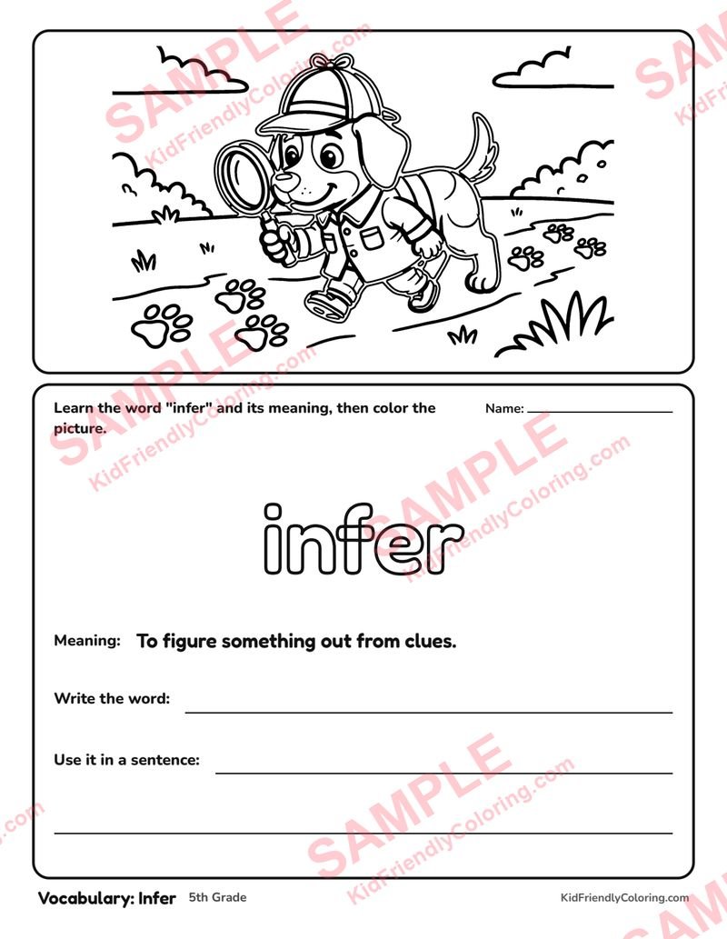 Vocabulary: Infer coloring page preview