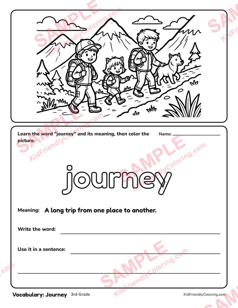 Vocabulary: Journey coloring page preview