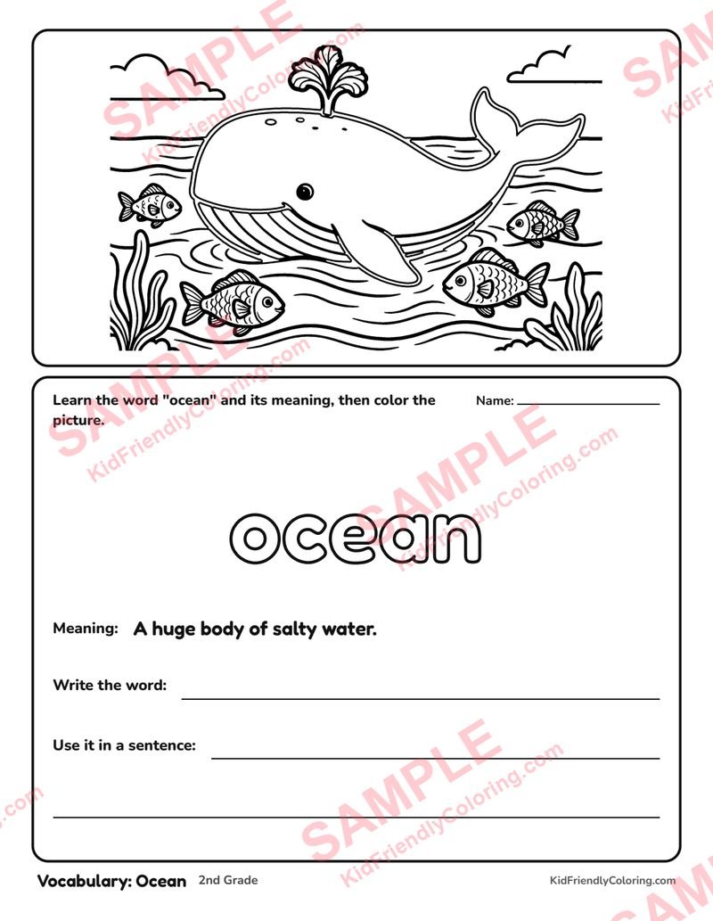 Vocabulary: Ocean coloring page preview