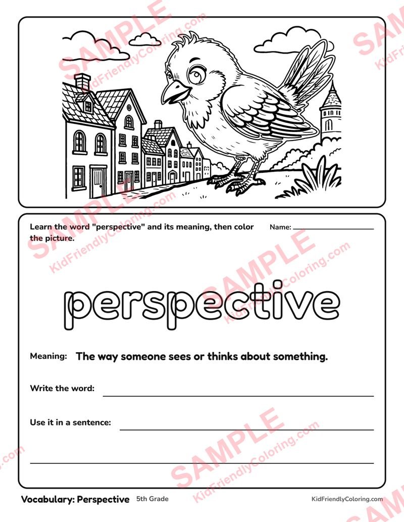 Vocabulary: Perspective coloring page preview