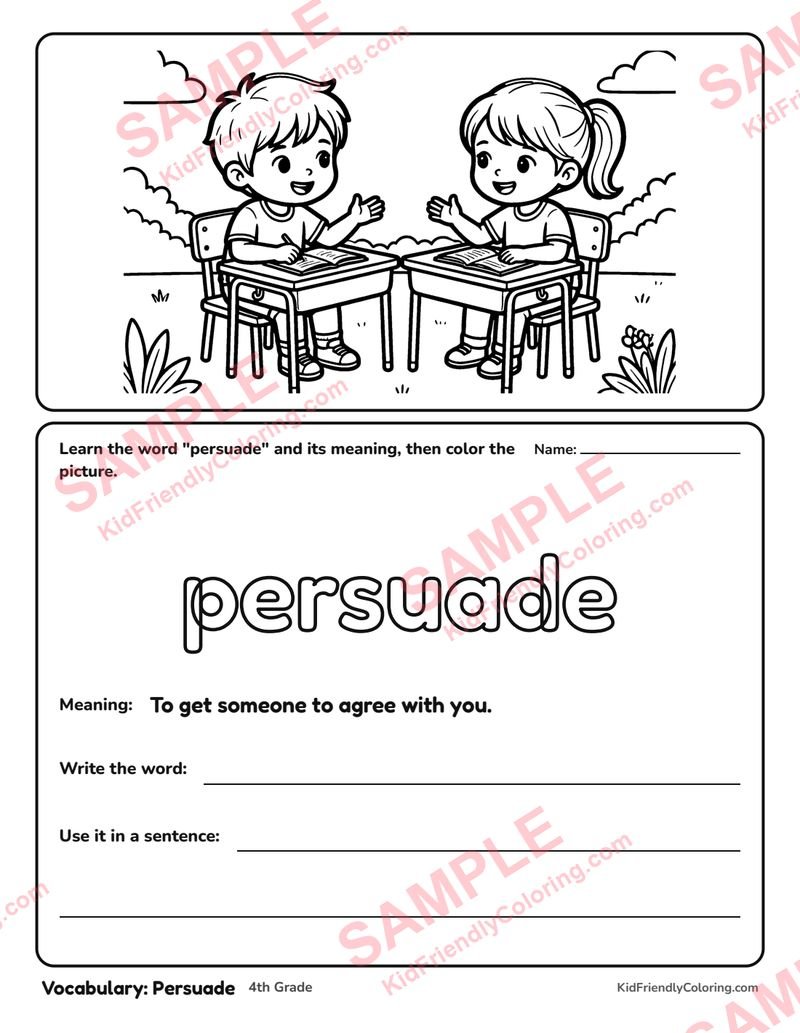Vocabulary: Persuade coloring page preview