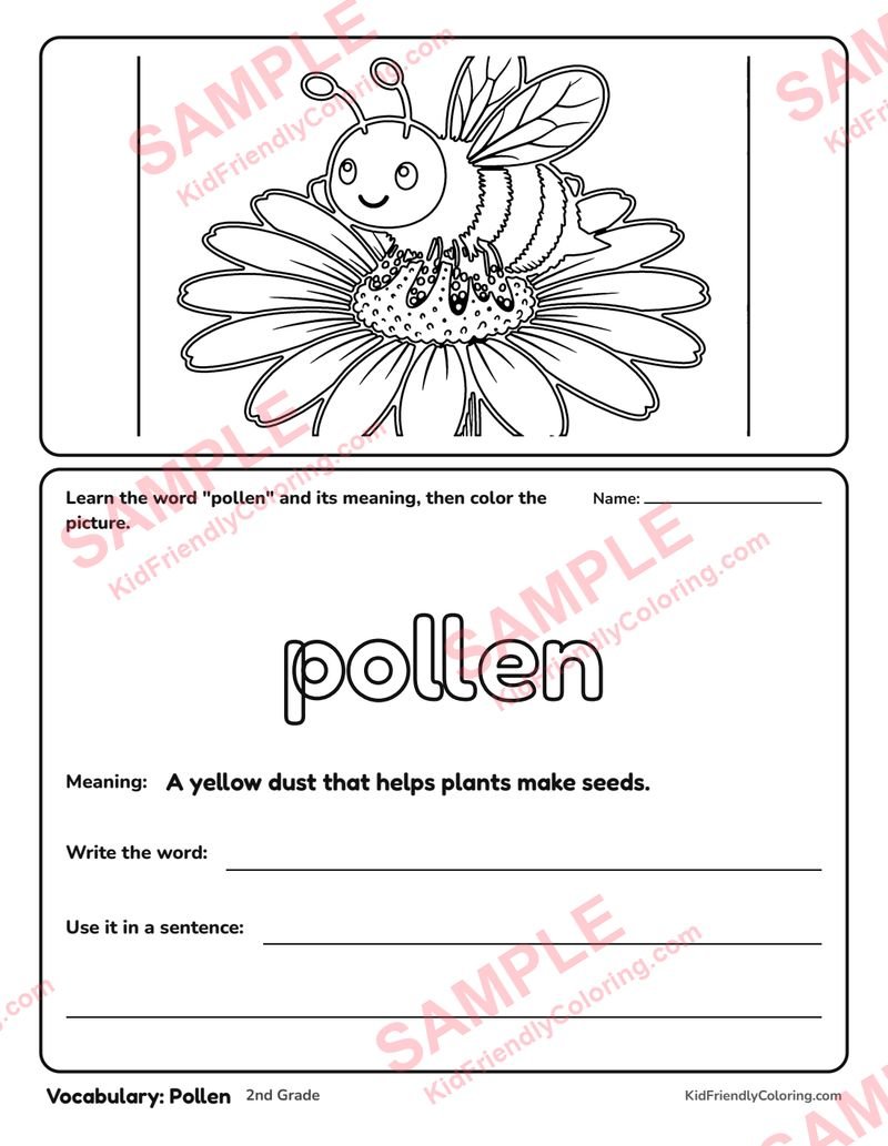 Vocabulary: Pollen coloring page preview