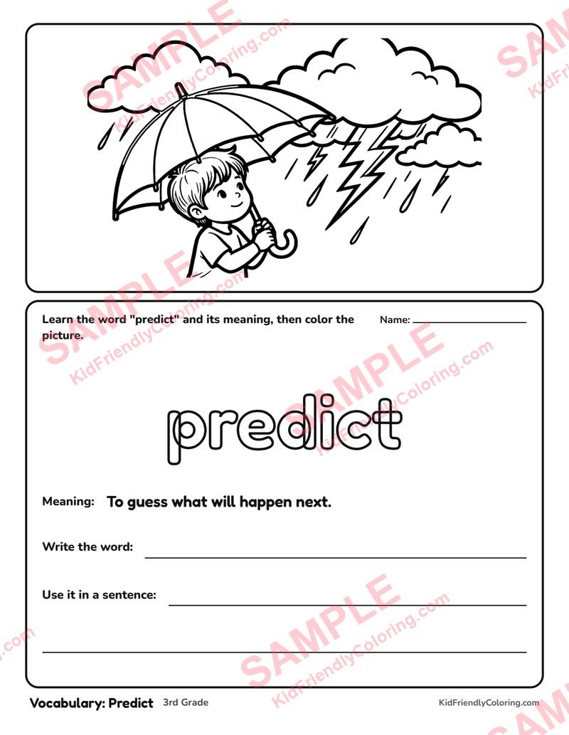 Vocabulary: Predict coloring page preview