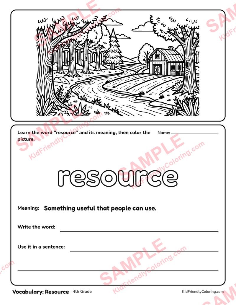 Vocabulary: Resource coloring page preview