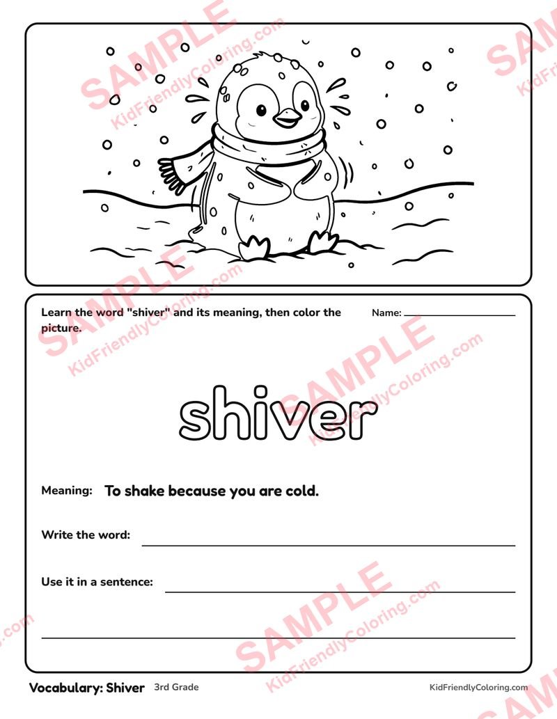 Vocabulary: Shiver coloring page preview