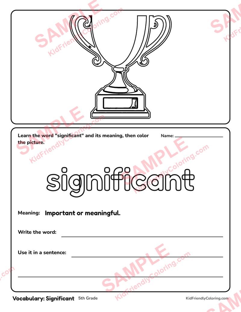 Vocabulary: Significant coloring page preview