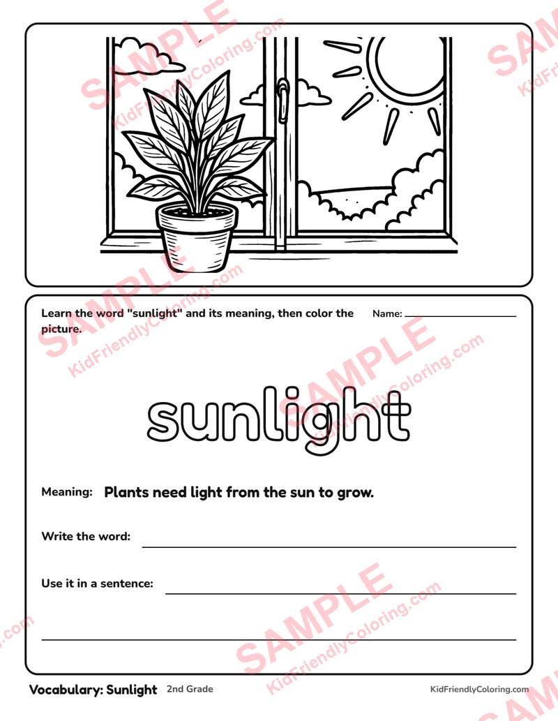 Vocabulary: Sunlight coloring page preview