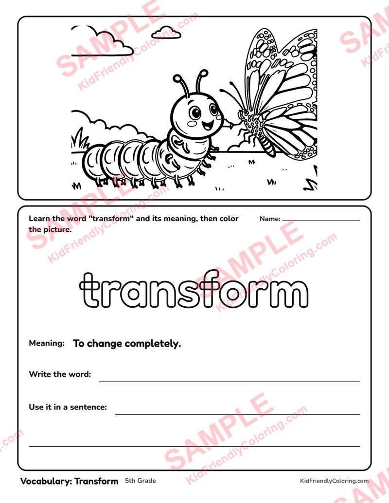 Vocabulary: Transform coloring page preview