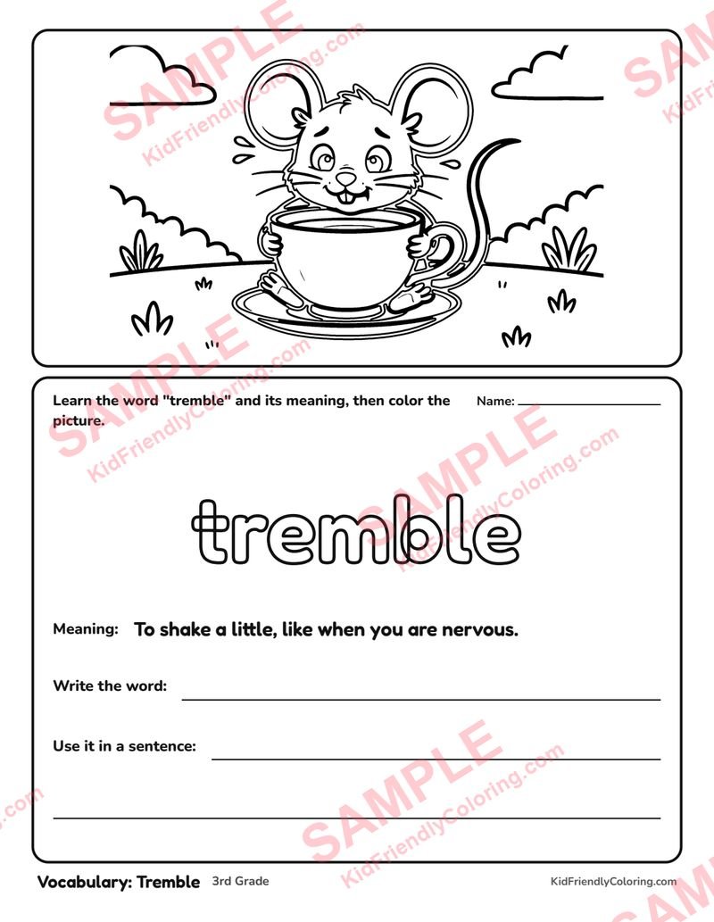 Vocabulary: Tremble coloring page preview