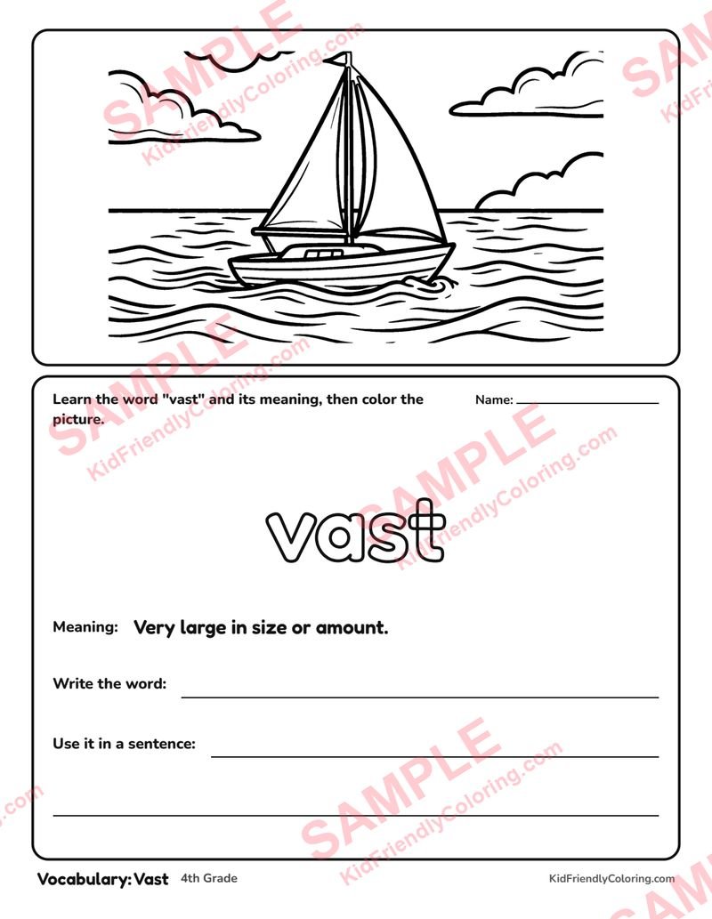 Vocabulary: Vast coloring page preview