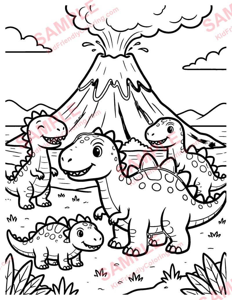 Volcano Island coloring page preview