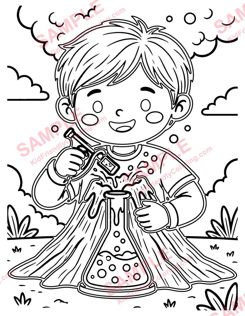 Volcano Model coloring page preview