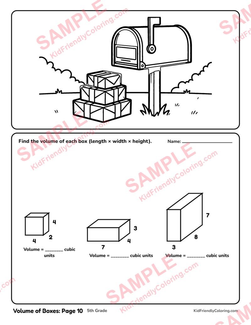 Volume of Boxes: Page 10 coloring page preview