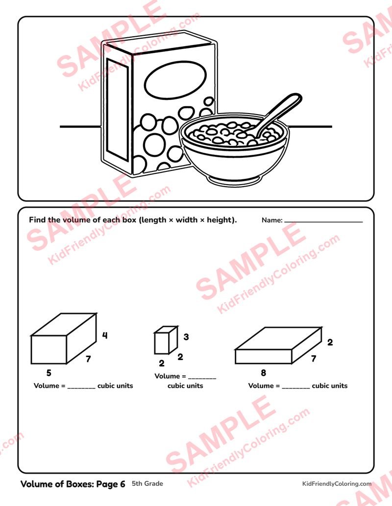Volume of Boxes: Page 6 coloring page preview