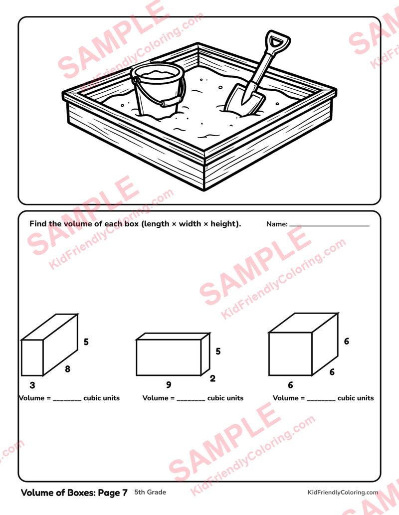 Volume of Boxes: Page 7 coloring page preview