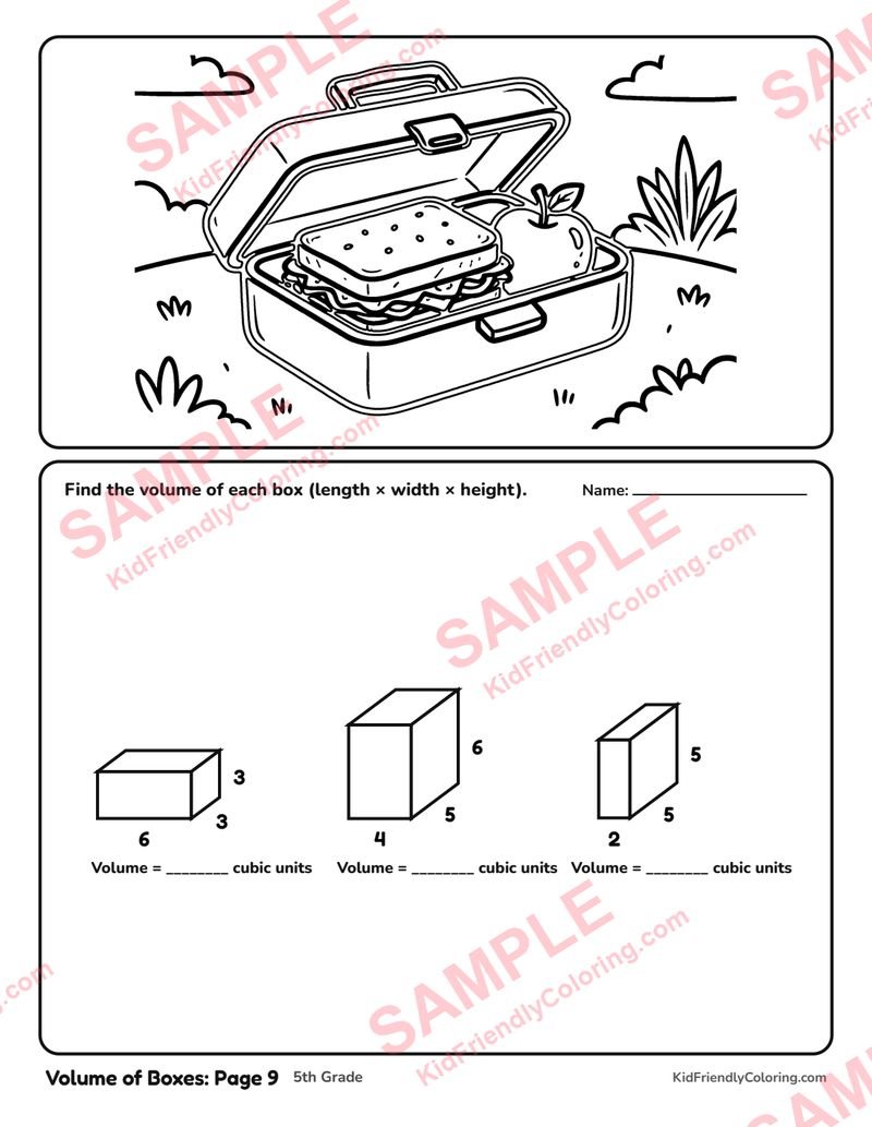 Volume of Boxes: Page 9 coloring page preview