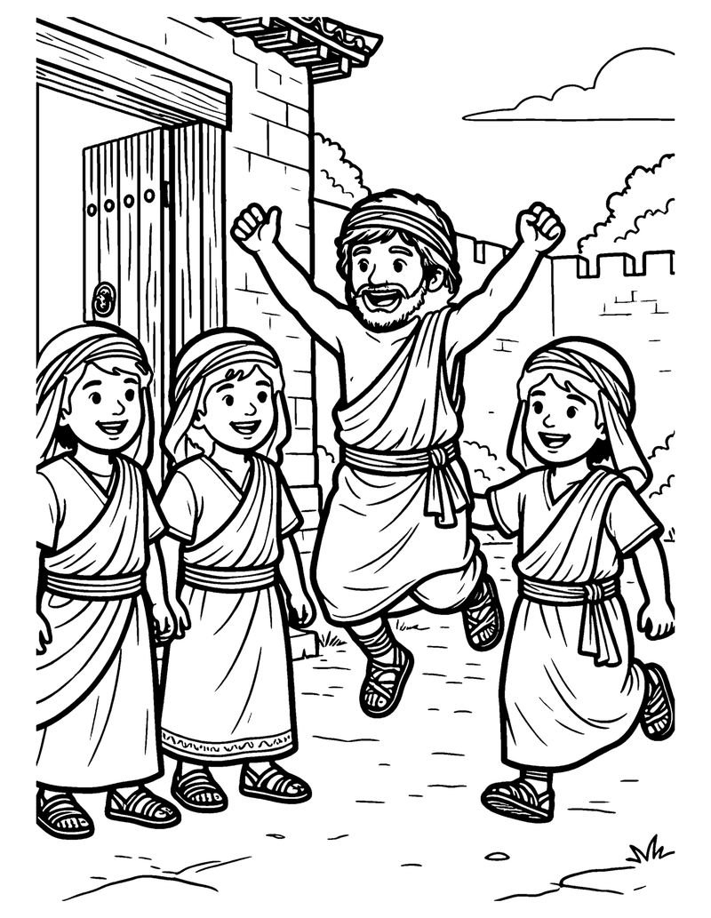 Walking and Jumping coloring page preview