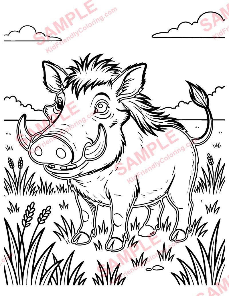 Warthog coloring page preview