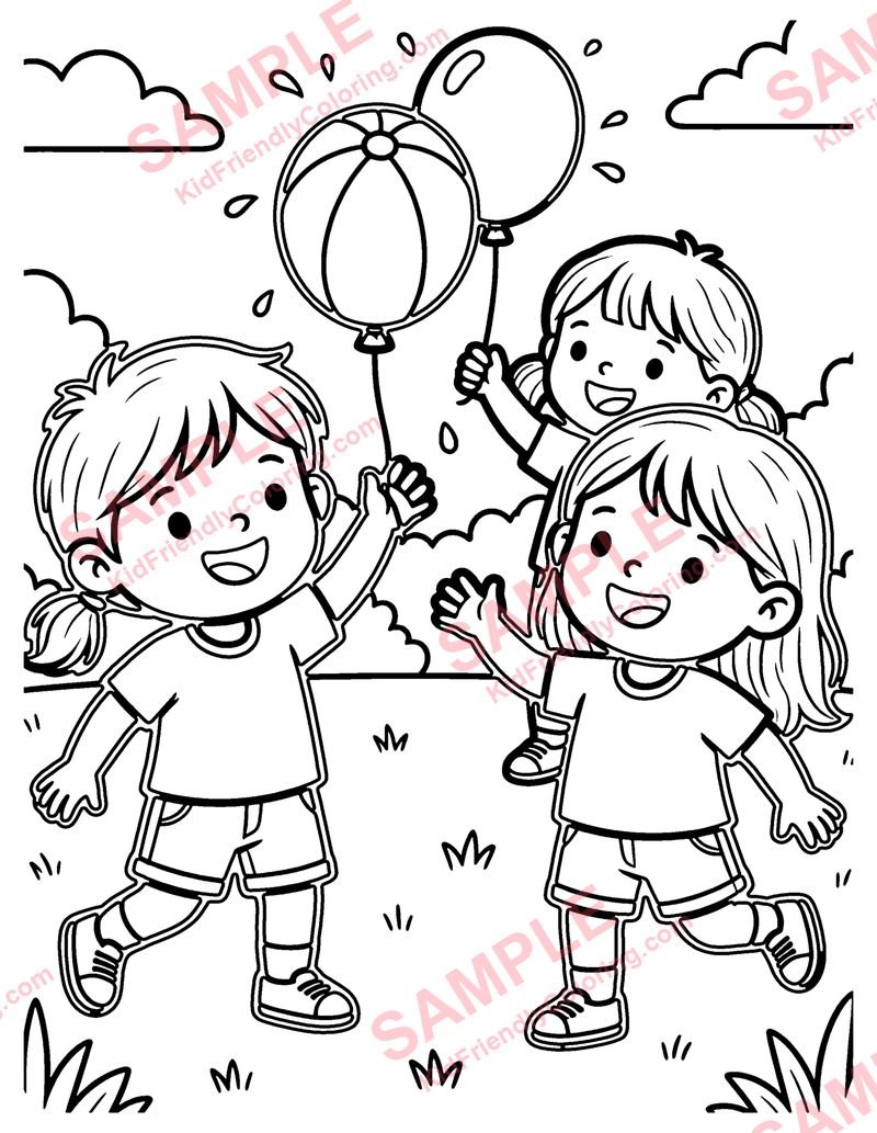 Water Balloon Toss coloring page preview