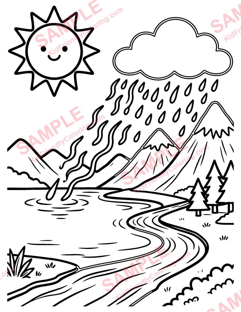 Water Cycle coloring page preview