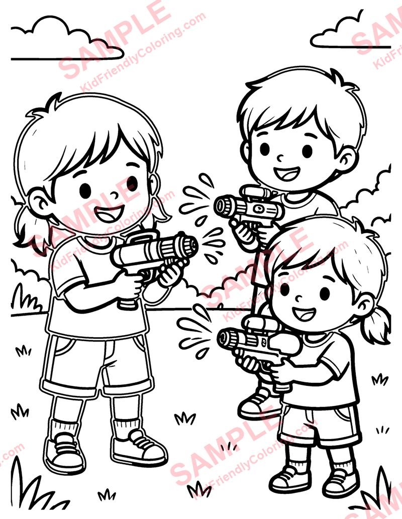 Water Guns coloring page preview