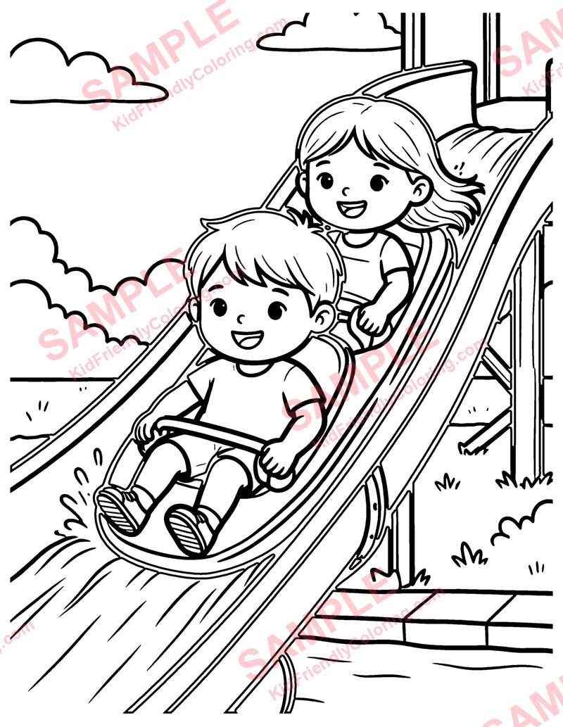 Water Slide coloring page preview