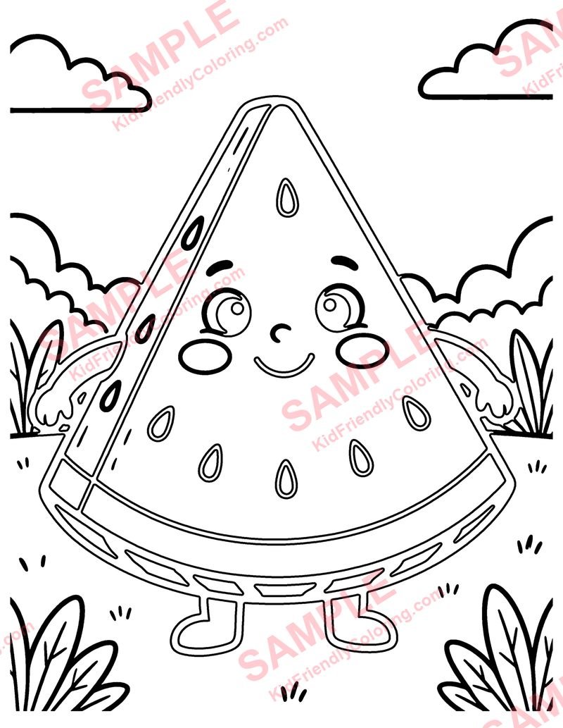 Watermelon coloring page preview
