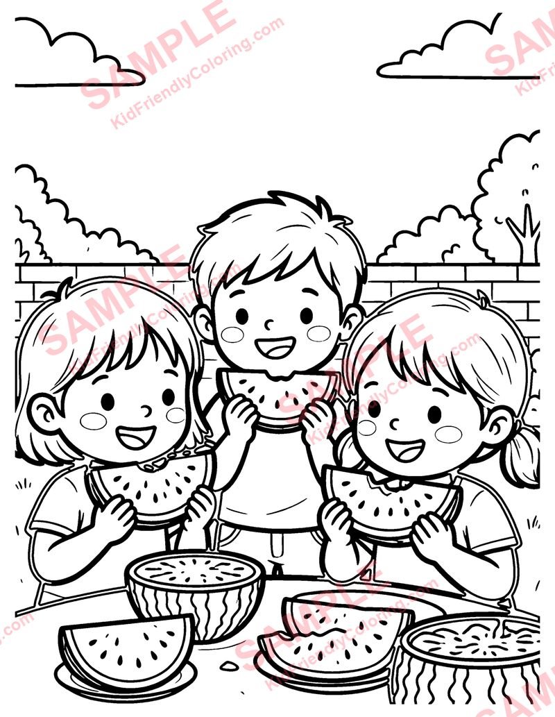 Watermelon coloring page preview