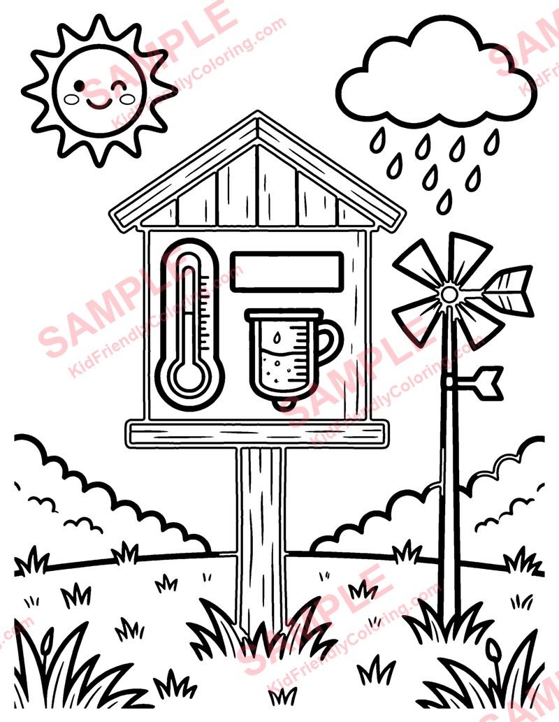 Weather Station coloring page preview
