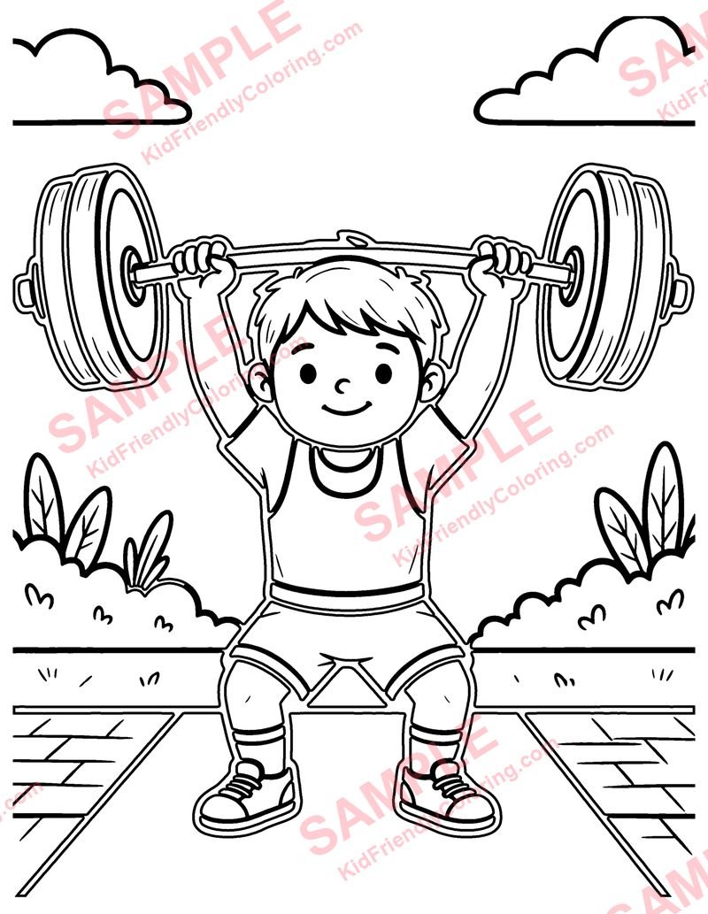 Weightlifting coloring page preview