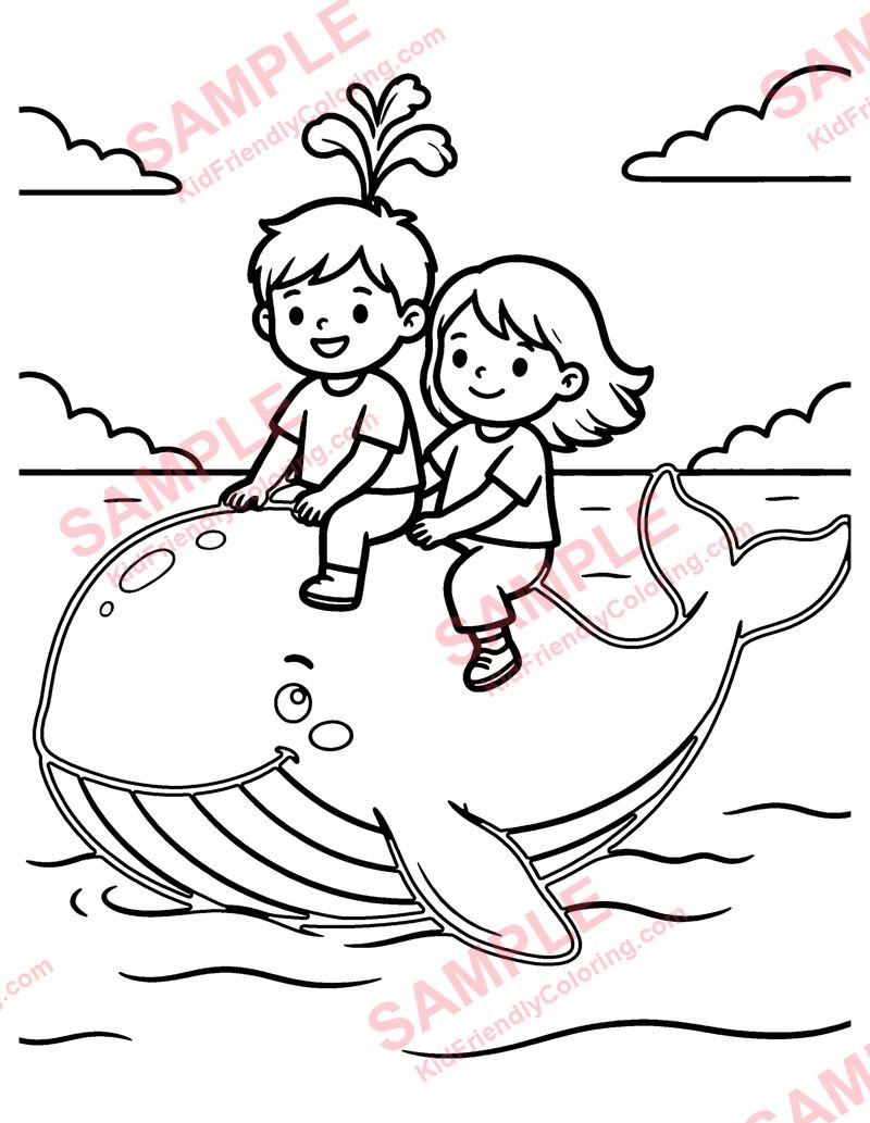 Whale Ride coloring page preview